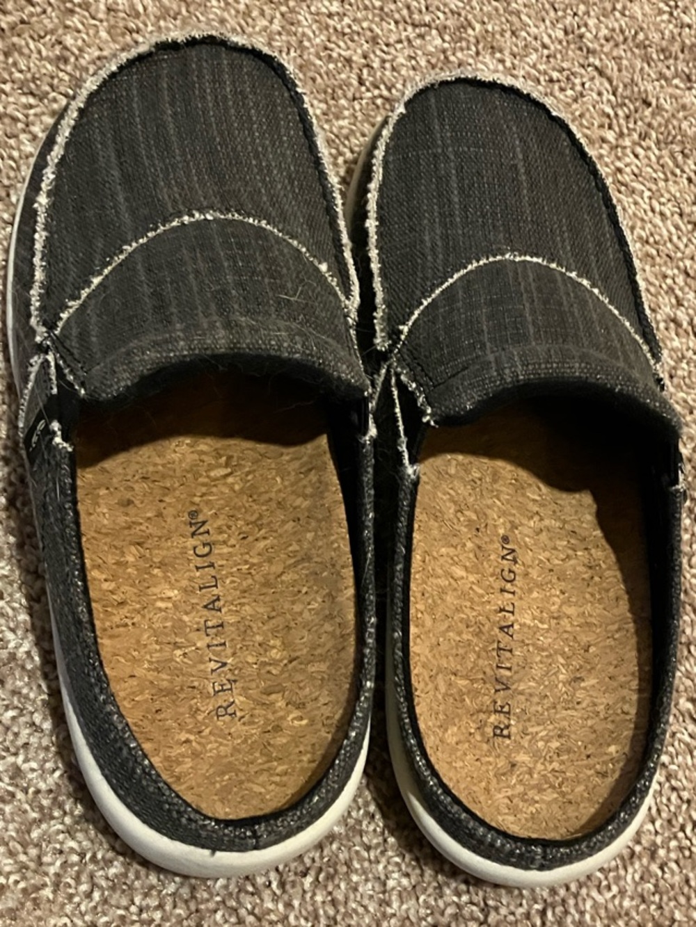 REVITALIGN Black Slip-On Cork Insole Mules
